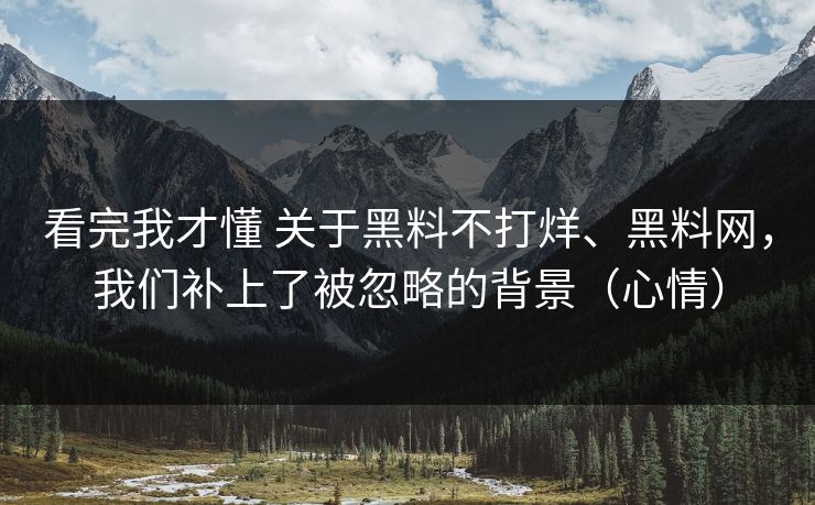 看完我才懂 关于黑料不打烊、黑料网，我们补上了被忽略的背景（心情）  第1张