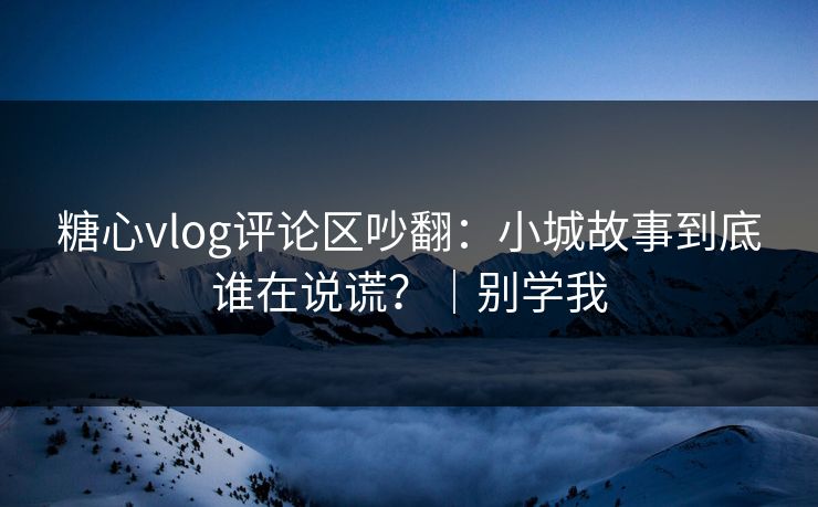 糖心vlog评论区吵翻：小城故事到底谁在说谎？｜别学我  第1张