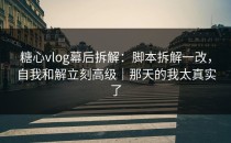 糖心vlog幕后拆解：脚本拆解一改，自我和解立刻高级｜那天的我太真实了