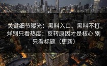 关键细节曝光：黑料入口、黑料不打烊别只看热度：反转原因才是核心 别只看标题（更新）