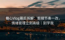 糖心Vlog幕后拆解：剪辑节奏一改，情绪管理立刻高级｜别学我