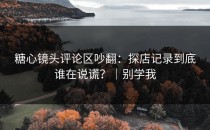 糖心镜头评论区吵翻：探店记录到底谁在说谎？｜别学我