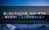 糖心镜头评论区吵翻：家庭小事到底谁在说谎？｜上个月的我太小众了