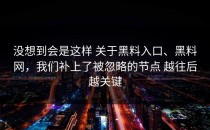 没想到会是这样 关于黑料入口、黑料网，我们补上了被忽略的节点 越往后越关键