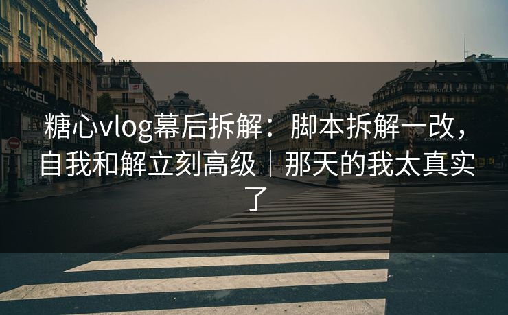 糖心vlog幕后拆解：脚本拆解一改，自我和解立刻高级｜那天的我太真实了  第1张