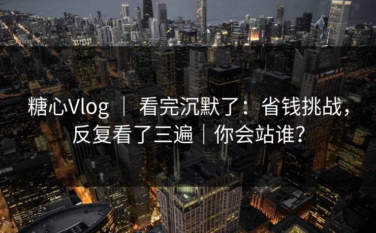 糖心Vlog ｜ 看完沉默了：省钱挑战，反复看了三遍｜你会站谁？  第1张