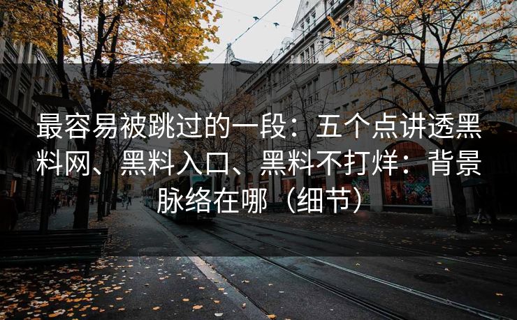 最容易被跳过的一段：五个点讲透黑料网、黑料入口、黑料不打烊：背景脉络在哪（细节）  第1张