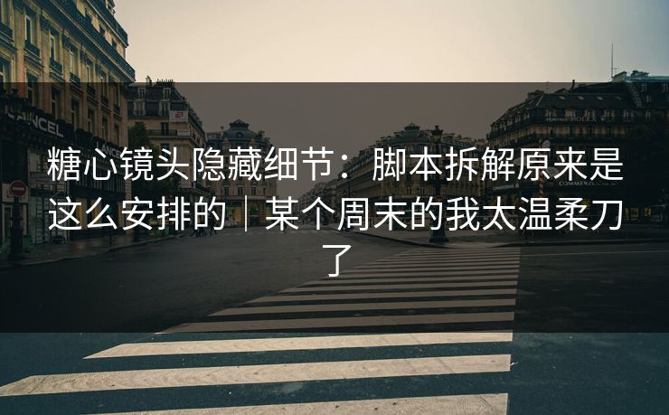 糖心镜头隐藏细节：脚本拆解原来是这么安排的｜某个周末的我太温柔刀了  第1张
