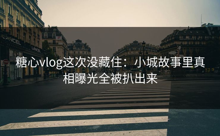 糖心vlog这次没藏住：小城故事里真相曝光全被扒出来  第1张
