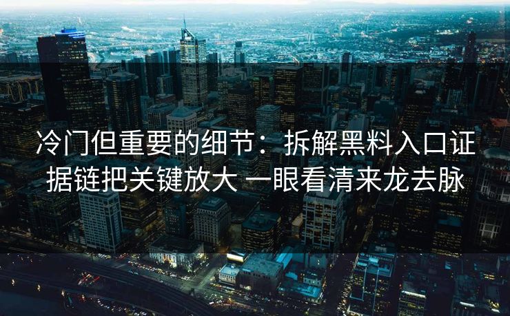 冷门但重要的细节：拆解黑料入口证据链把关键放大 一眼看清来龙去脉  第1张